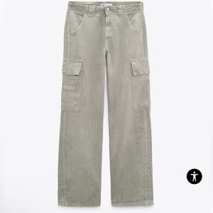 Zara wide leg cargo linen pants